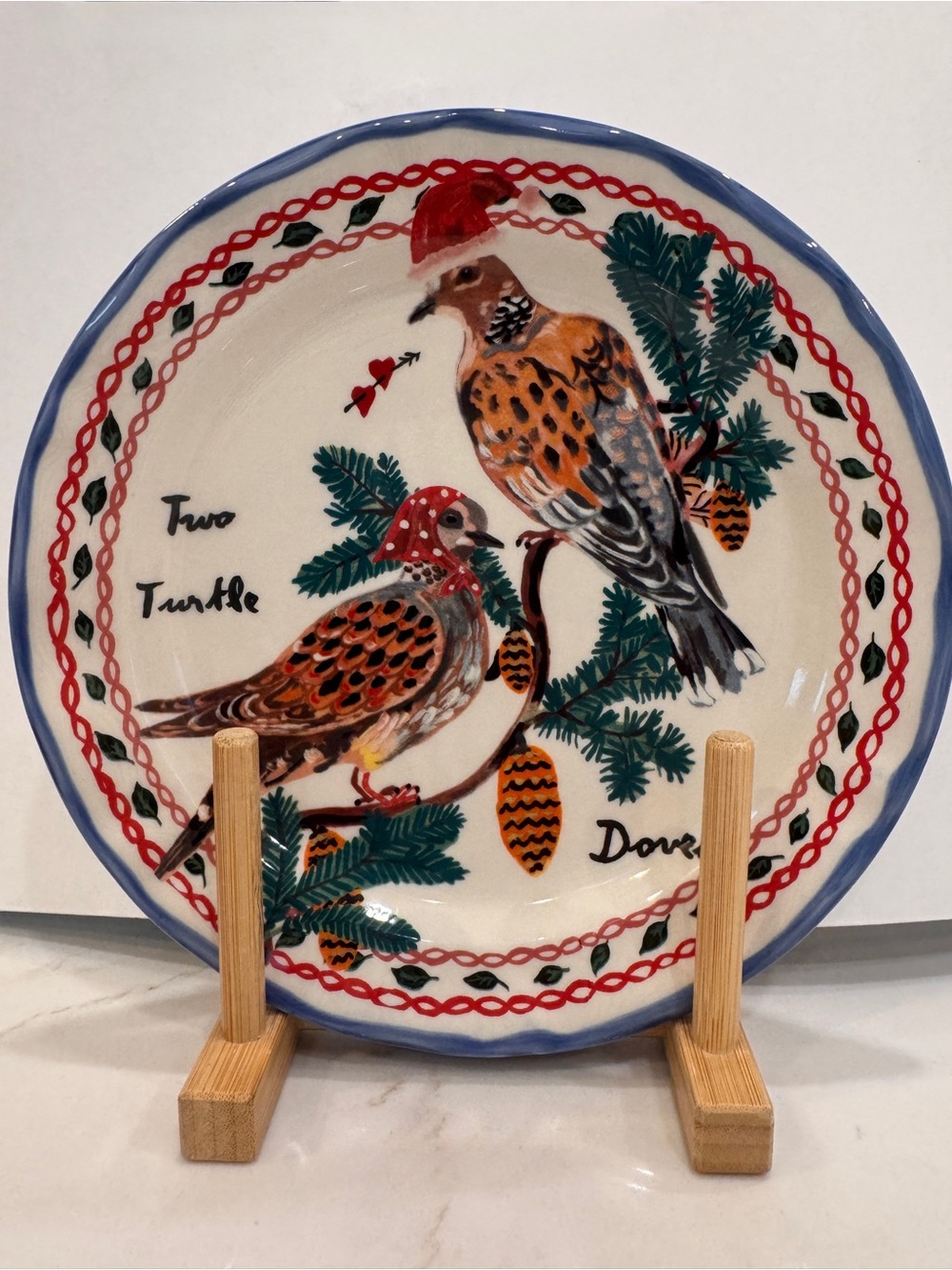 Hand-Painted Decorative Dove & Turtle Dove Ceramic Plate- Nathalie Lete- Anthro